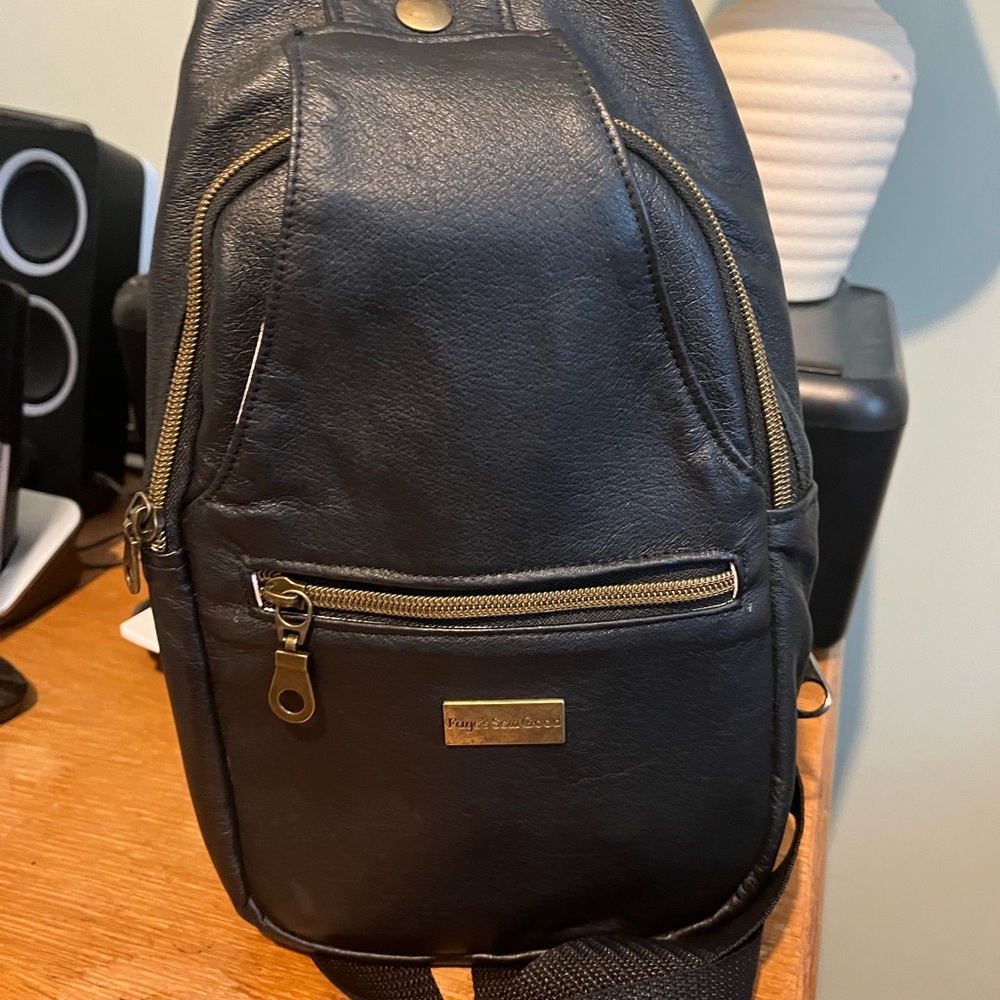 Fayes See Good Handcrafted Black Leather Backpack